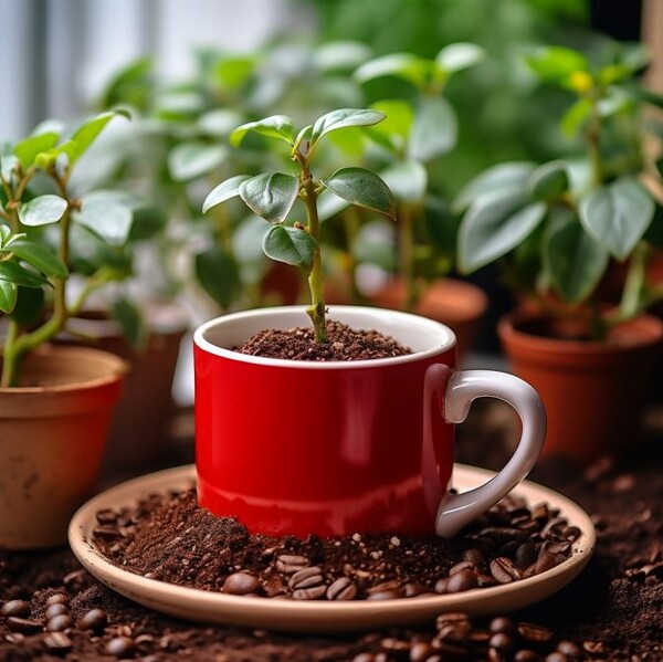 커피박을 활용한 친환경 조경 토양개량제를 사용한 화분 (사진=포스코이앤씨 제공)