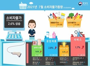 7월 소비자물가지수 2.6%상승↑… 두달만에 최고치 기록